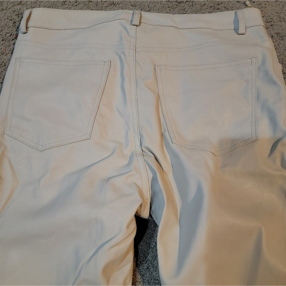 Women's Beige H&M Leather Straight Leg Pants Sz 12 - Picture 4 of 8